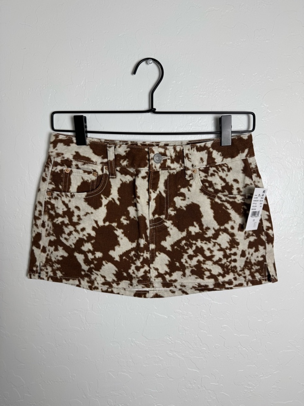 PacSun Cow Print Low Rise Denim Micro Skirt